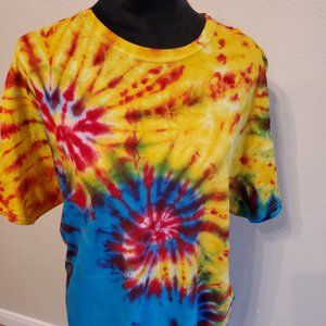 Tie Dye Boho short sleeve T-shirt 100% cotton Size XL.